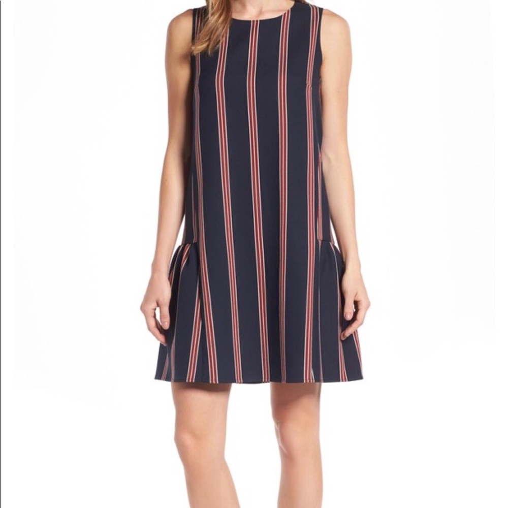 halogen flounce back fringe shift dress